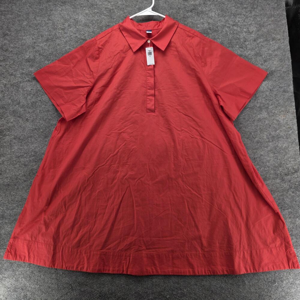 Old Navy Shirt Womens 2XL Red Lava Flow Swing Tunic Short Sleeve Cotton Top